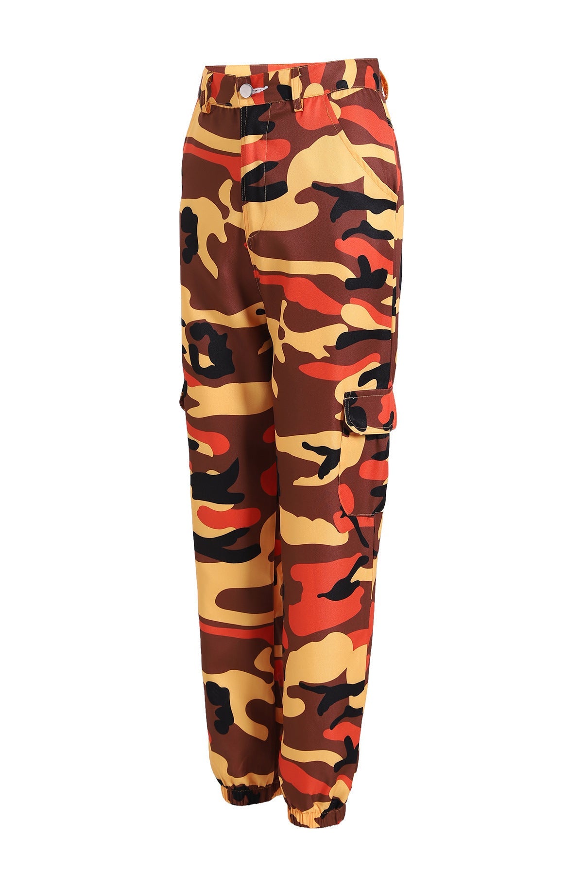 Damen Cargohose im modernen Camouflage-Stil mit elastischem Bund und Taschen Fudus