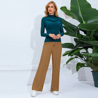 Damen Langarmshirt mit elegantem Wasserfallausschnitt Fudus