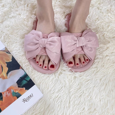 Damen Schicke Hausschuhe mit großem Schleifen-Design Fudus