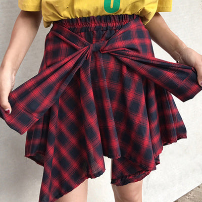 Damen Wickelrock mit ausgefallenem asymmetrischem Schnitt und eleganter Schleifen-Detail Fudus