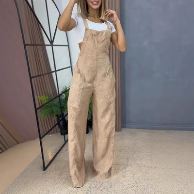 Damen Latzhose im modernen Vintage-Design mit weitem Bein Fudus