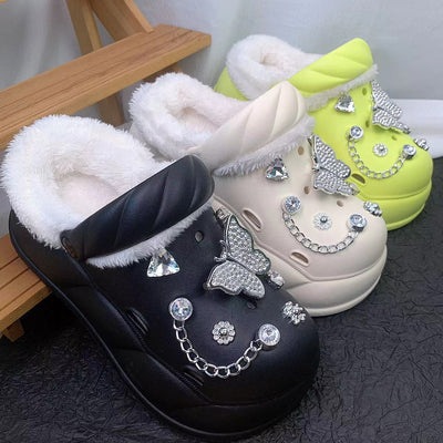 Damen Komfortable und luxuriöse Clogs mit glamourösem Schmuckdetail und weichem Futter Fudus
