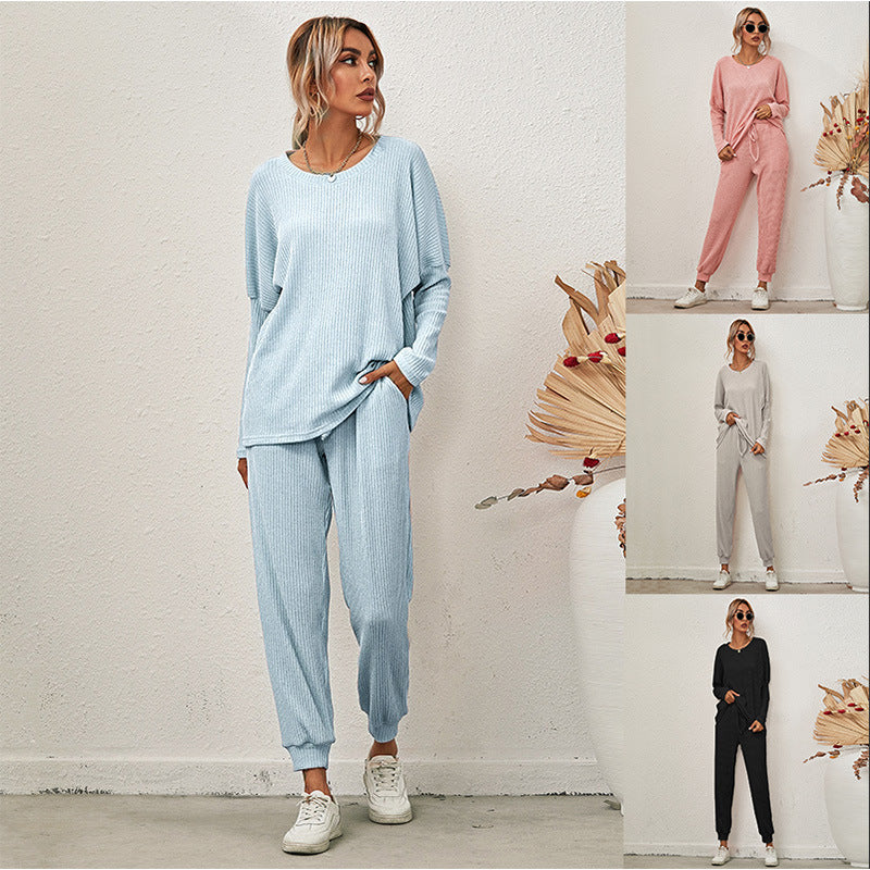 Damen Relaxed-Fit Loungeanzug mit elastischem Bund und praktischen Taschen Fudus