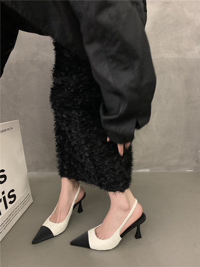 Damen Slingback Pumps mit eleganter spitz zulaufender Silhouette und glitzerndem Obermaterial Fudus