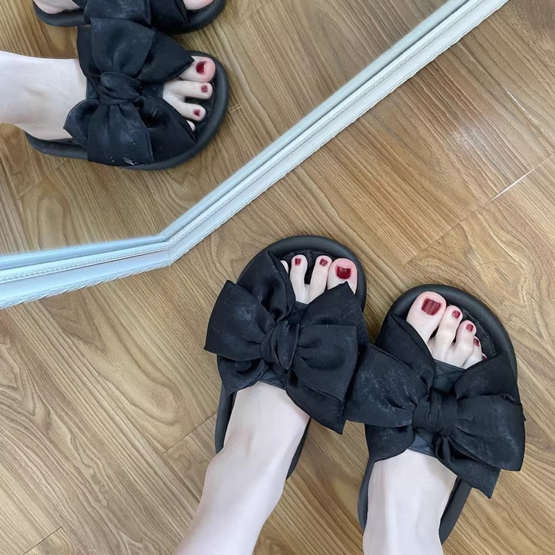 Damen Schicke Hausschuhe mit großem Schleifen-Design Fudus