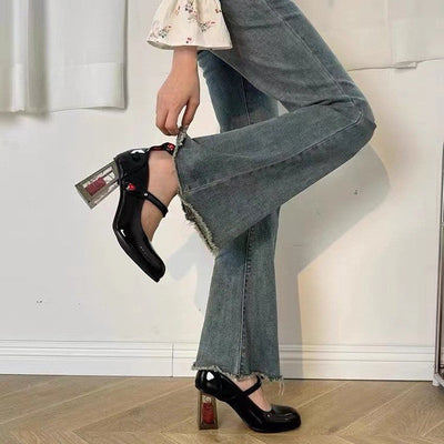 Damen Sandalen mit transparentem Blockabsatz Fudus