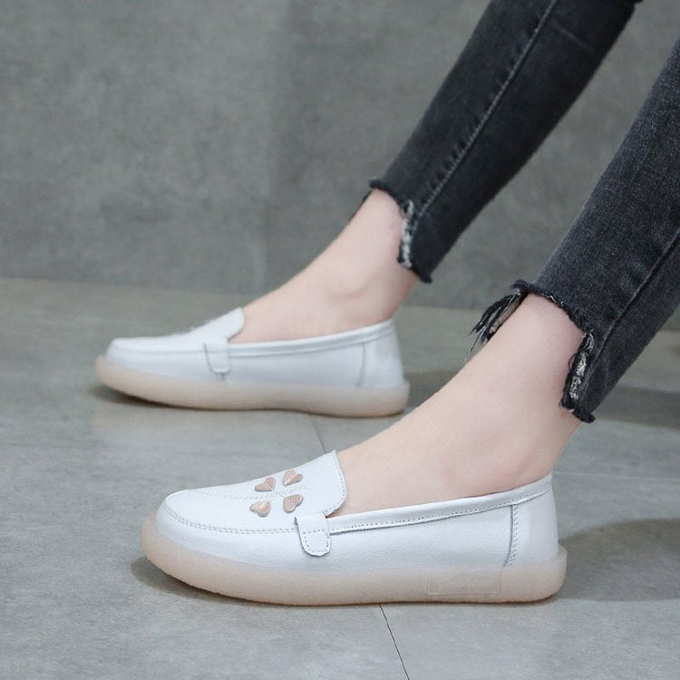 Damen Slip-On Mokassins mit herzförmigem Design aus Kunstleder Fudus