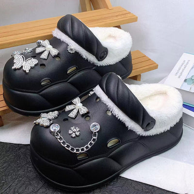 Damen Elegante und bequeme Hausschuhe mit dekorativem Schmuck Fudus