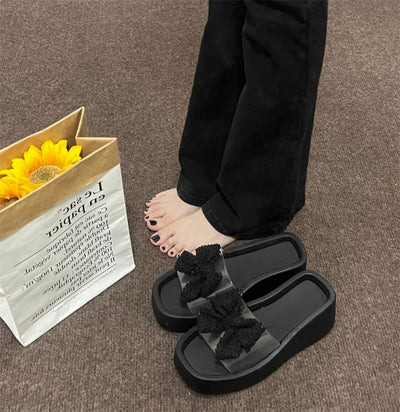 Damen Plattform-Sandalen mit verspieltem Schleifendetail Fudus