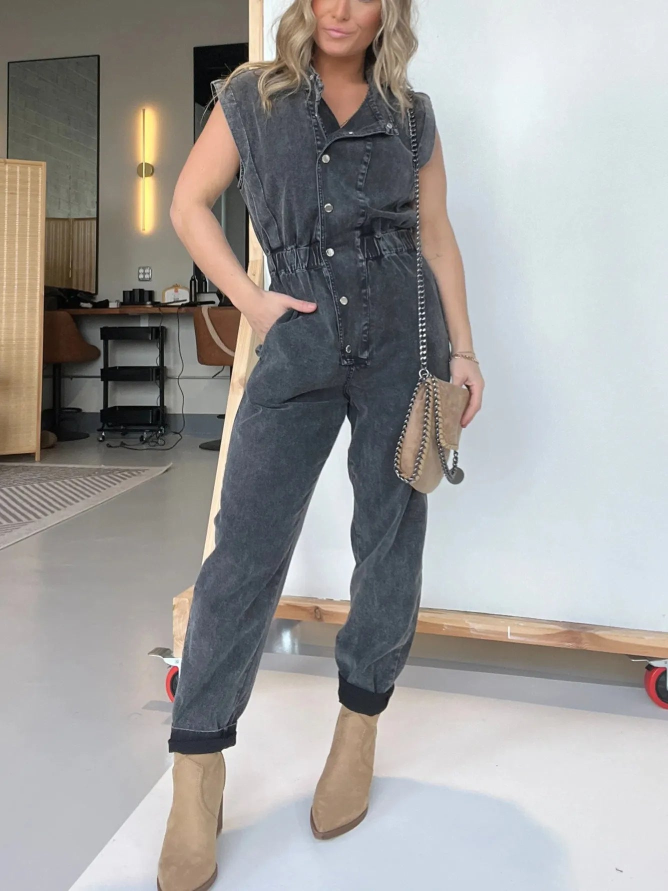 Damen Overall im modernen Utility-Stil Fudus