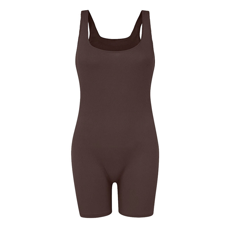 Damen figurbetonter Jumpsuit mit breiten Trägern Fudus