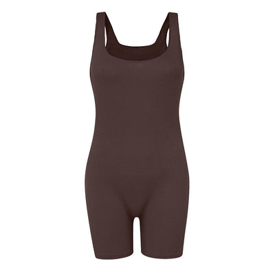 Damen figurbetonter Jumpsuit mit breiten Trägern Fudus
