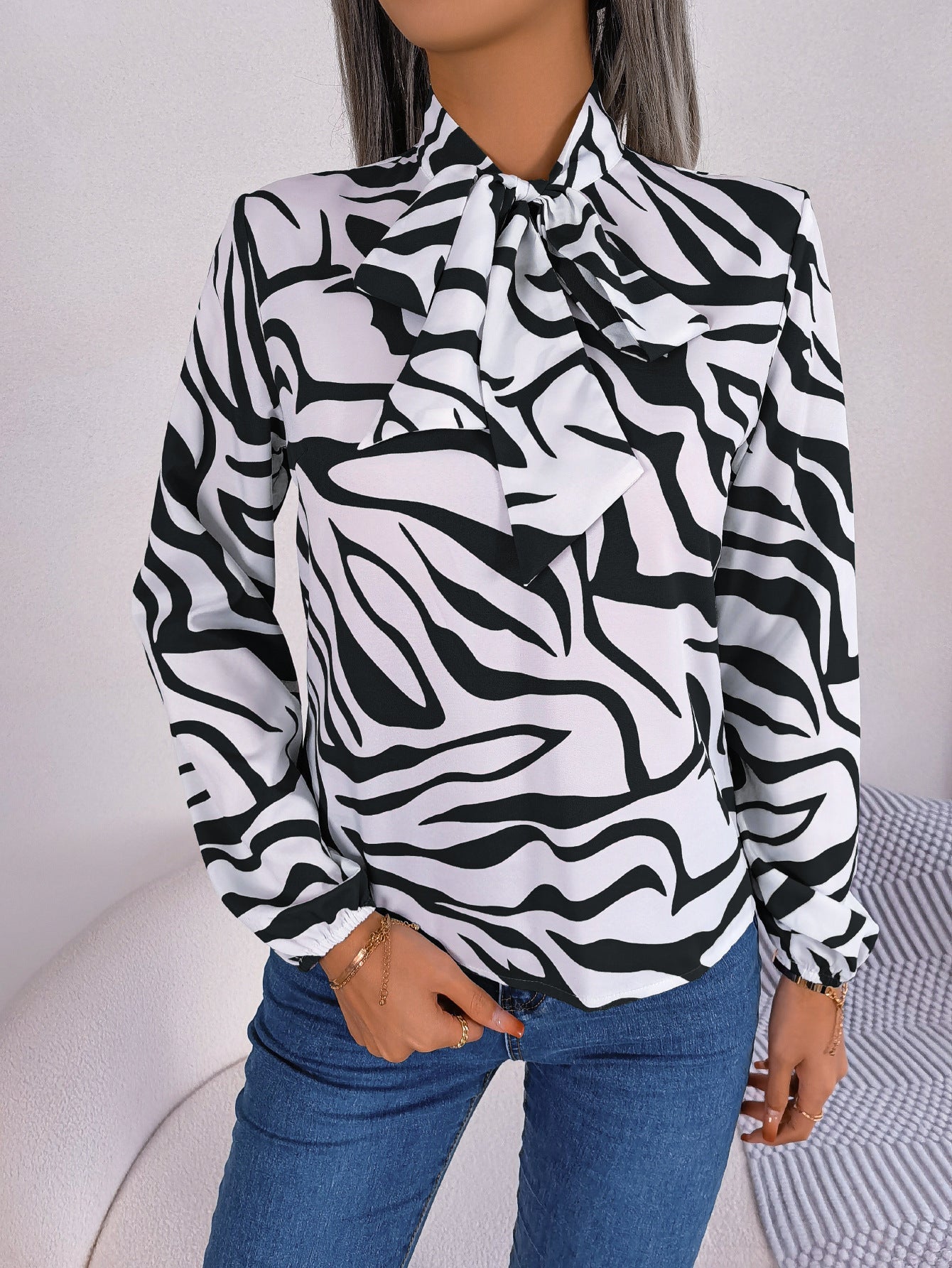 Damen Bluse mit modernem Zebradesign Fudus