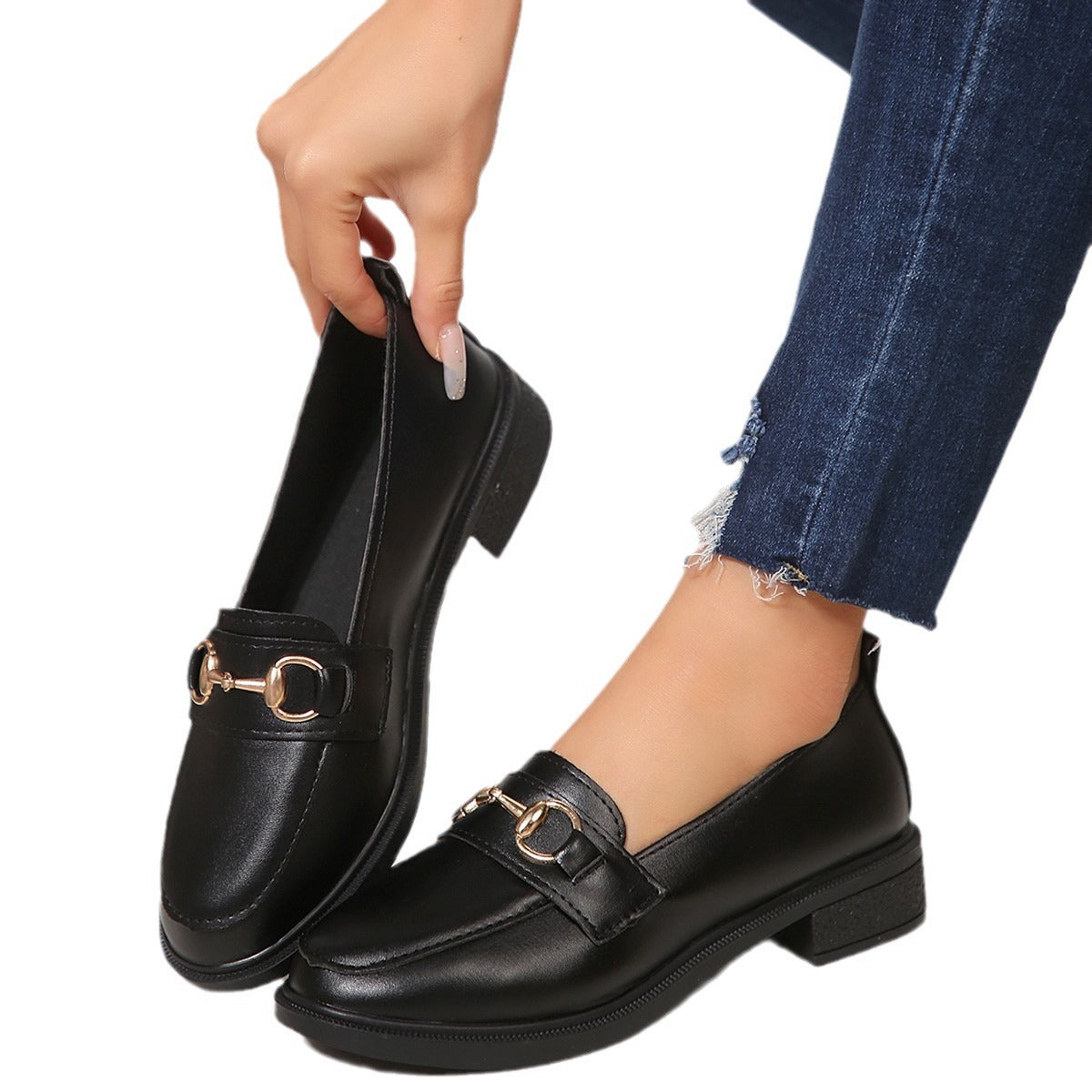 Damen elegante Mokassins mit modischem Schnallen-Detail Fudus