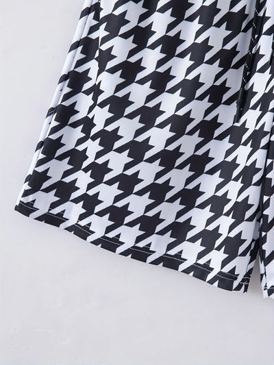 Herren Badeshorts mit stylischem Hahnentrittmuster und praktischen Seitentaschen Fudus