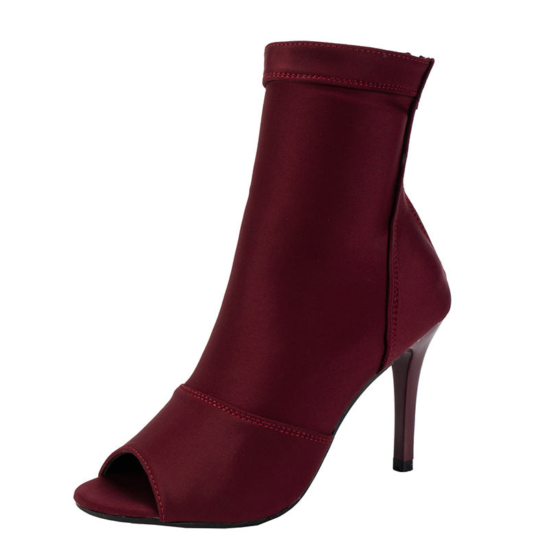 Damen Offene Stiefeletten mit schickem hohen Absatz und modischem Design Fudus