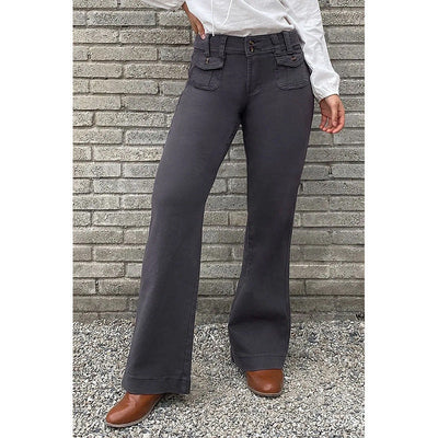 Damen Flared Jeans mit modernen Taschen und hohem Bund Fudus