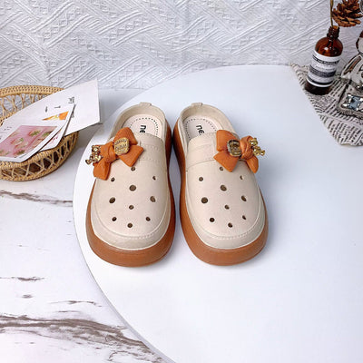 Damen modische Clogs mit elegantem Schleifen-Akzent und rutschfester Sohle Fudus