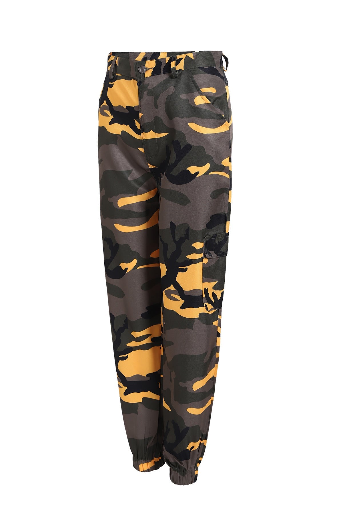 Damen Cargohose im modernen Camouflage-Stil mit elastischem Bund und Taschen Fudus