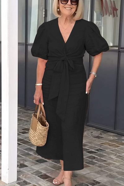 Midikleid mit Puffärmeln | Taillierte Passform | Eleganter Stil