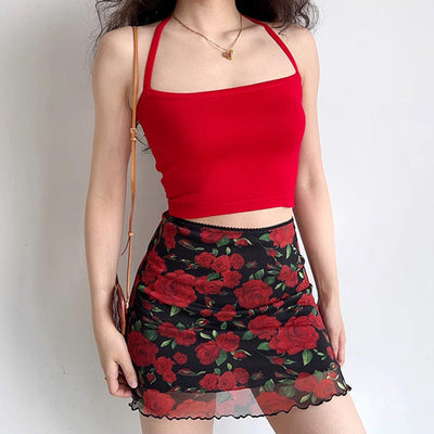 Damen Miniröcke mit floralem Design Fudus