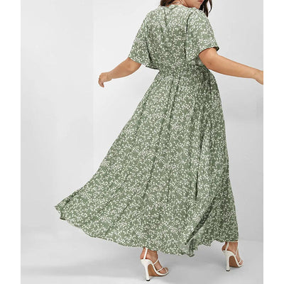 Damen Maxikleid mit floralem Muster und seitlichem Schlitz Fudus