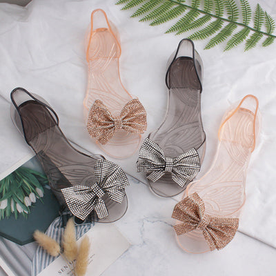 Damen Glamouröse und bequeme Badeschuhe mit funkelndem Schleifendetail Fudus