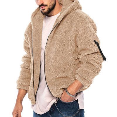 Herren Teddy-Fleece-Jacke mit Kapuze Fudus