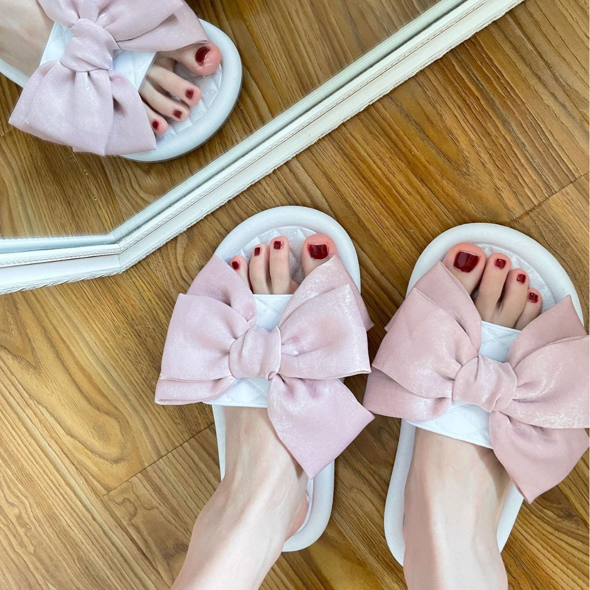 Damen Schicke Hausschuhe mit großem Schleifen-Design Fudus