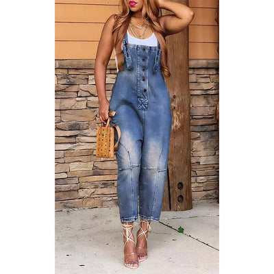 Damen Overall aus Denim mit Knopfdetail Fudus