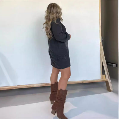 Damen Jeanshemdkleid Fudus