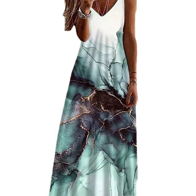Damen Elegantes Maxikleid mit angesagtem Marmor-Design Fudus