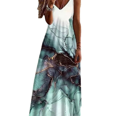 Damen Elegantes Maxikleid mit angesagtem Marmor-Design Fudus