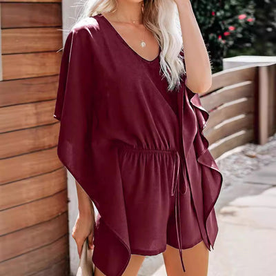 Damen luftiges Kaftan-Kleid mit elastischem Bund Fudus
