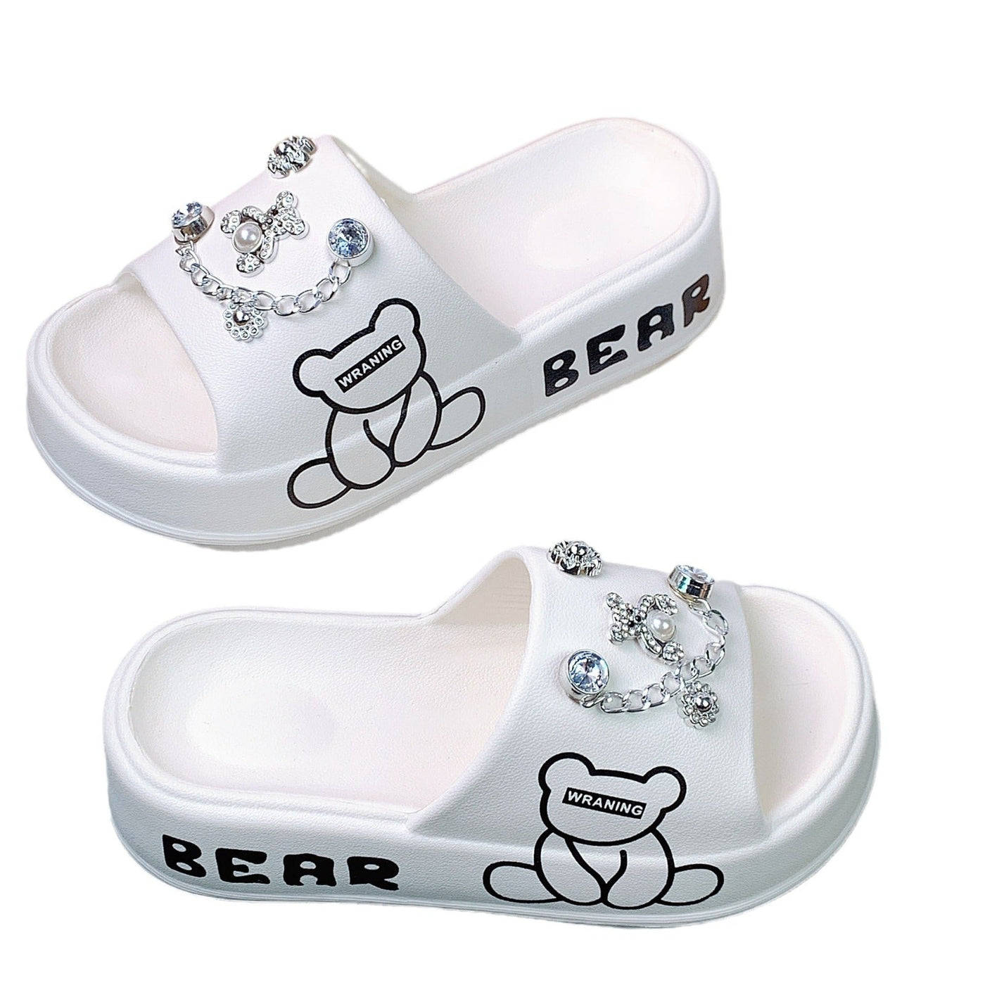 Damen Elegant verzierte Slipper-Sandalen mit eleganten Applikationen Fudus