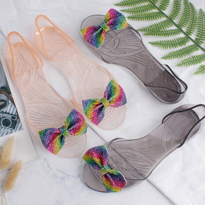 Damen Attraktive Badeschuhe mit glitzerndem Schleifen-Design Fudus