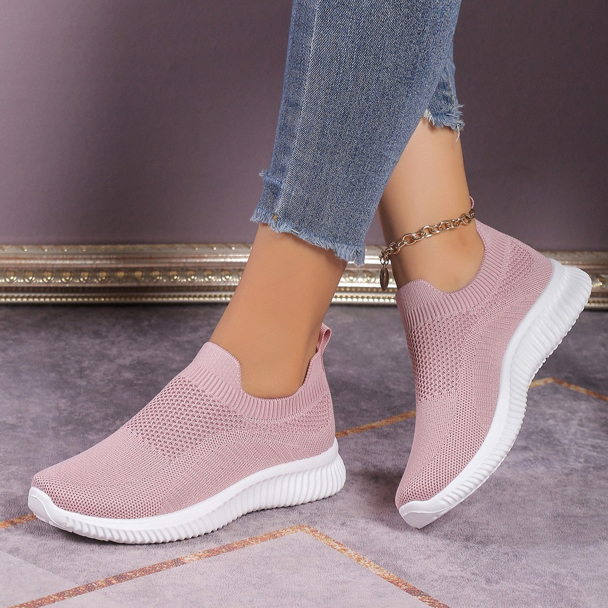 Damen Atmungsaktive Slip-On Sneakers mit elastischem Mesh-Obermaterial und innovativer Dämpfung Fudus