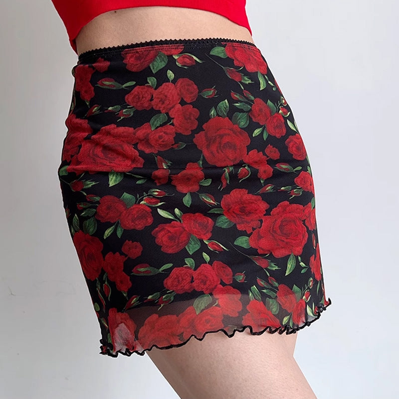 Damen Miniröcke mit floralem Design Fudus