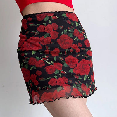 Damen Miniröcke mit floralem Design Fudus