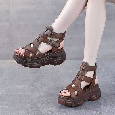 Damen komfortable Plateau-Sandalen mit verstellbaren Riemen und ergonomischer Sohle Fudus
