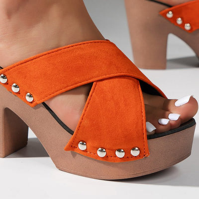 Damen Wedge-Pantoletten mit modischem Überkreuz-Riemendesign und funkelnden Strassteinen Fudus