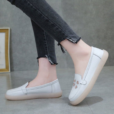 Damen Slip-On Mokassins mit herzförmigem Design aus Kunstleder Fudus