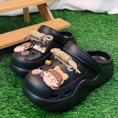 Damen Verspielte Clogs mit 3D-Motiv und modischer Schnürung Fudus