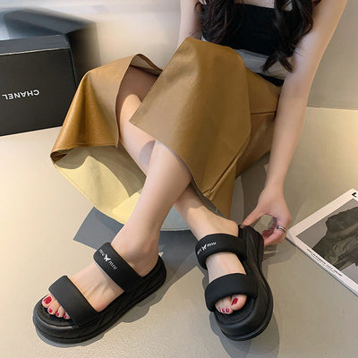 Damen Summer Slide Sandalen mit breitem gepolstertem Riemen und rutschfester Sohle Fudus