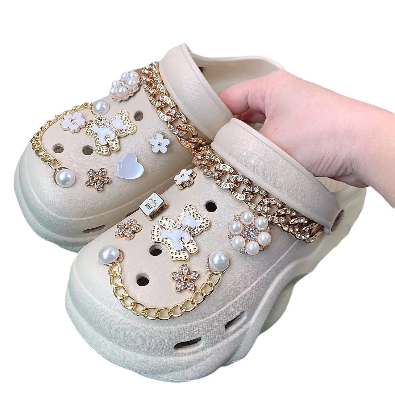 Damen Komfortable Clogs mit luxuriösen Schmuckdetails Fudus