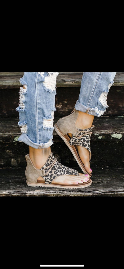 Damen offene Zehenschuhe mit modischem Tiermuster Fudus