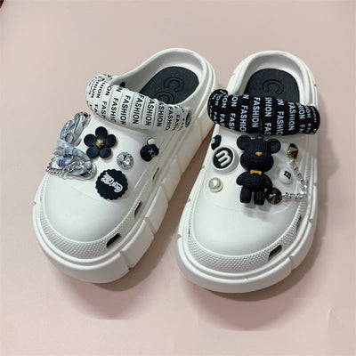 Damen Verspielte Clogs mit bunten Verzierungen und charmanten Applikationen Fudus