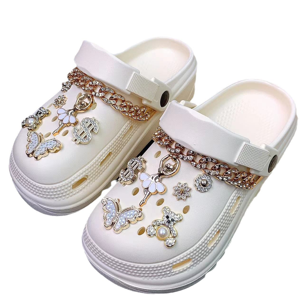 Damen Verzierte Clogs mit Glamourösen Schmuckdetails Fudus