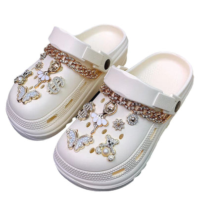 Damen Verzierte Clogs mit Glamourösen Schmuckdetails Fudus