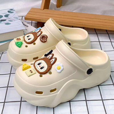 Damen Clogs mit verspielten 3D-Accessoires Fudus